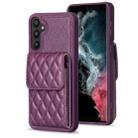 For Samsung Galaxy A34 5G Vertical Wallet Rhombic Leather Phone Case(Dark Purple) - 1