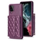 For Samsung Galaxy A12 Horizontal Wallet Rhombic Leather Phone Case(Dark Purple) - 1