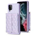 For Samsung Galaxy A12 Horizontal Wallet Rhombic Leather Phone Case(Purple) - 1