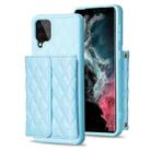 For Samsung Galaxy A12 Horizontal Wallet Rhombic Leather Phone Case(Blue) - 1