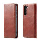 For Samsung Galaxy S23 5G FIERRE SHANN Vintage Bark Texture Wallet Leather Phone Case(Brown) - 1
