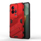 For vivo iQOO 11 5G Punk Armor 2 in 1 PC + TPU Shockproof Phone Case with Invisible Holder(Red) - 1