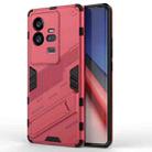 For vivo iQOO 11 Pro 5G Punk Armor 2 in 1 PC + TPU Shockproof Phone Case with Invisible Holder(Light Red) - 1