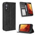 For Itel A18 Magnetic Buckle Retro Texture Leather Phone Case(Black) - 1