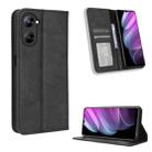 For Realme V30 / V30t 5G Magnetic Buckle Retro Texture Leather Phone Case(Black) - 1