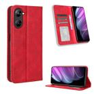 For Realme V30 / V30t 5G Magnetic Buckle Retro Texture Leather Phone Case(Red) - 1