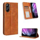 For Realme V30 / V30t 5G Magnetic Buckle Retro Texture Leather Phone Case(Brown) - 1