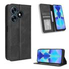 For Tecno Spark 10 4G Magnetic Buckle Retro Texture Leather Phone Case(Black) - 1