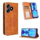 For Tecno Spark 10 4G Magnetic Buckle Retro Texture Leather Phone Case(Brown) - 1