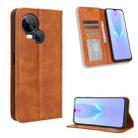 For Tecno Spark 10 5G Magnetic Buckle Retro Texture Leather Phone Case(Brown) - 1