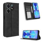 For Tecno Spark 10 Pro / K17 Magnetic Buckle Retro Texture Leather Phone Case(Black) - 1