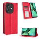 For Tecno Spark 10C Magnetic Buckle Retro Texture Leather Phone Case(Red) - 1