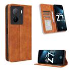 For vivo iQOO Z7x Magnetic Buckle Retro Texture Leather Phone Case(Brown) - 1