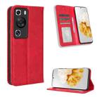 For Huawei P60 / P60 Pro Magnetic Buckle Retro Texture Leather Phone Case(Red) - 1