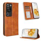 For Huawei P60 / P60 Pro Magnetic Buckle Retro Texture Leather Phone Case(Brown) - 1