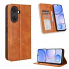 For Huawei Enjoy 60 4G Magnetic Buckle Retro Texture Leather Phone Case(Brown) - 1