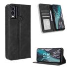 For Nokia C22 Magnetic Buckle Retro Texture Leather Phone Case(Black) - 1