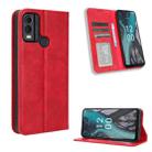 For Nokia C22 Magnetic Buckle Retro Texture Leather Phone Case(Red) - 1