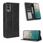 For Nokia C32 4G Magnetic Buckle Retro Texture Leather Phone Case(Black) - 1