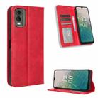 For Nokia C32 4G Magnetic Buckle Retro Texture Leather Phone Case(Red) - 1