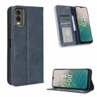 For Nokia C32 4G Magnetic Buckle Retro Texture Leather Phone Case(Blue) - 1