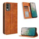 For Nokia C32 4G Magnetic Buckle Retro Texture Leather Phone Case(Brown) - 1