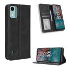 For Nokia C12 Magnetic Buckle Retro Texture Leather Phone Case(Black) - 1