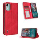 For Nokia C12 Magnetic Buckle Retro Texture Leather Phone Case(Red) - 1