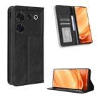 For ZTE Nubia Z50 Ultra Magnetic Buckle Retro Texture Leather Phone Case(Black) - 1