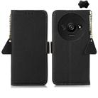 For Xiaomi Redmi A3 Side-Magnetic TJ Genuine Leather RFID Phone Case(Black) - 1