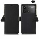 For Xiaomi POCO F6 Pro Side-Magnetic TJ Genuine Leather RFID Phone Case(Black) - 1
