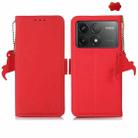 For Xiaomi POCO F6 Pro Side-Magnetic TJ Genuine Leather RFID Phone Case(Red) - 1