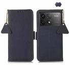 For Xiaomi POCO F6 Pro Side-Magnetic TJ Genuine Leather RFID Phone Case(Blue) - 1
