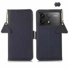 For Xiaomi Redmi K70 Side-Magnetic TJ Genuine Leather RFID Phone Case(Blue) - 1