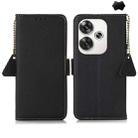 For Xiaomi POCO F6 Side-Magnetic TJ Genuine Leather RFID Phone Case(Black) - 1