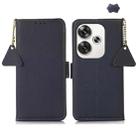 For Xiaomi POCO F6 Side-Magnetic TJ Genuine Leather RFID Phone Case(Blue) - 1