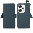 For Xiaomi POCO F6 Side-Magnetic TJ Genuine Leather RFID Phone Case(Green) - 1