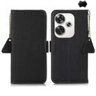 For Xiaomi Redmi Turbo 3 Side-Magnetic TJ Genuine Leather RFID Phone Case(Black) - 1