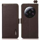 For Xiaomi 13 Ultra KHAZNEH Side-Magnetic Litchi Genuine Leather RFID Phone Case(Brown) - 1