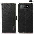 For Asus ROG Phone 7 KHAZNEH Side-Magnetic Litchi Genuine Leather RFID Phone Case(Black) - 1