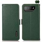 For Asus ROG Phone 7 KHAZNEH Side-Magnetic Litchi Genuine Leather RFID Phone Case(Green) - 1