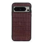 For Google Pixel 8 Pro Crocodile Texture Genuine Leather Phone Case(Brown) - 1
