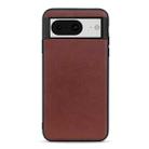 For Google Pixel 8 Lambskin Texture Genuine Leather Phone Case(Brown) - 1