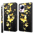 For Xiaomi 13 Lite 3D Painting Pattern Flip Leather Phone Case(Gold Butterfly) - 1