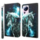 For Xiaomi 13 Lite 3D Painting Pattern Flip Leather Phone Case(Wolf) - 1