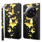 For Xiaomi 13 Ultra 3D Painting Pattern Leather Phone Case(Gold Butterfly) - 1