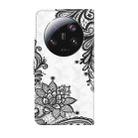 For Xiaomi 13 Ultra 3D Painting Pattern Leather Phone Case(Diagonal Black Flower) - 3