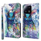 For Xiaomi 13T Pro 3D Painting Pattern Leather Phone Case(Watercolor Owl) - 1