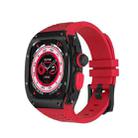 For Apple Watch Ultra 49mm Armor Stainless Steel Case TPU Watch Band(Black Red) - 1