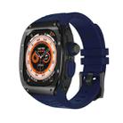 For Apple Watch Ultra 49mm Armor Stainless Steel Case TPU Watch Band(Black Dark Blue) - 1